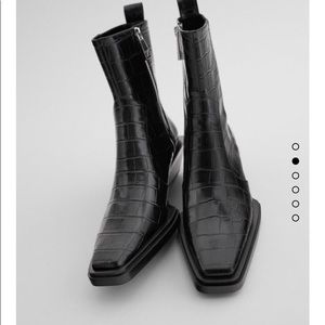 Animal print cowboy heeled ankle boots TRF